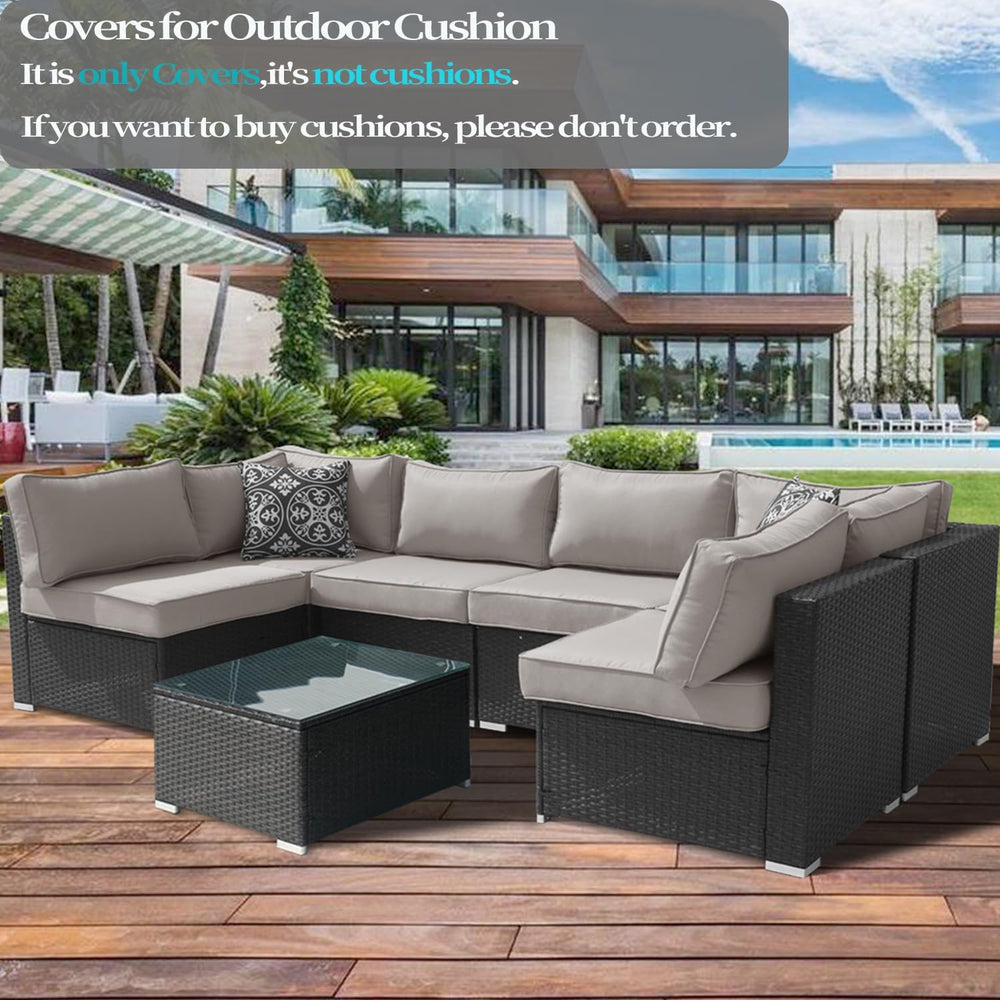 14Pcs Outdoor Cushion Covers Replacement Washable w/Zipper for 6-Seaters Sofa...