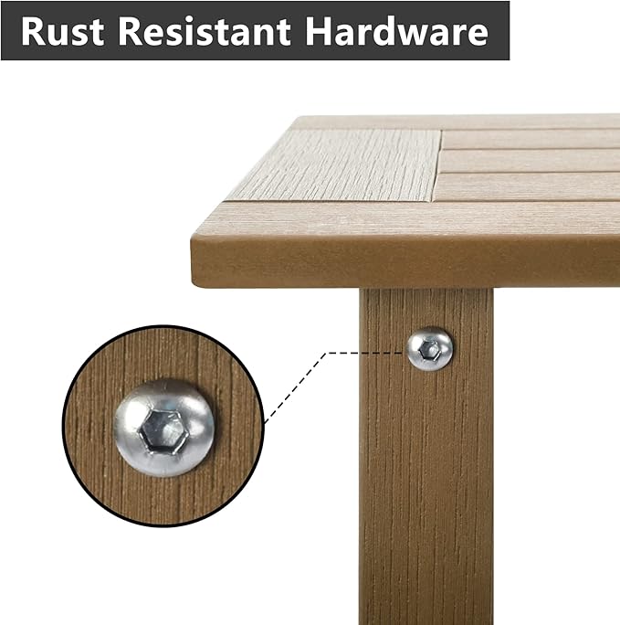 Double Adirondack Outdoor Side Table Weather Resistant, Outdoor Rectangular P...