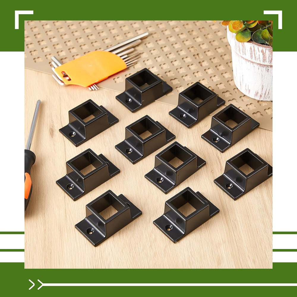 Zonon 20 Pcs Black 1" X 1" Aluminum Fence Brackets Wall Mount