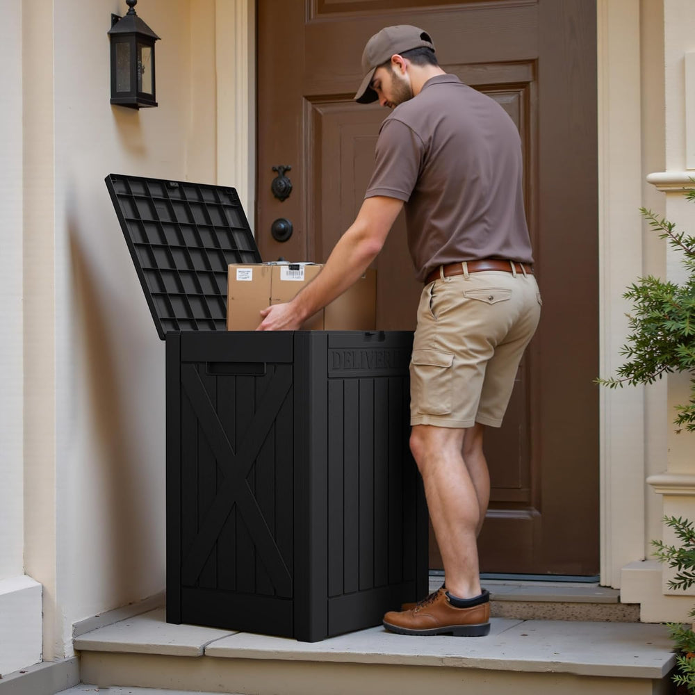JUMMICO 52 Gallon Resin Package Delivery Box Lockable&Waterproof