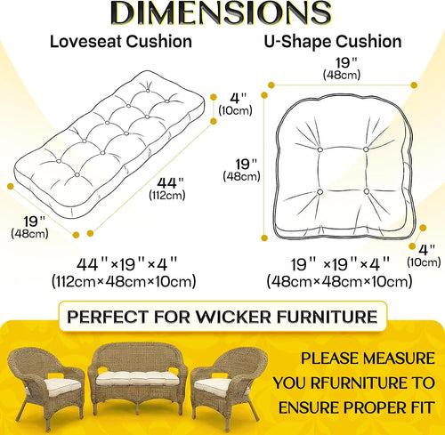 1 middle one wicker chair cushions 3 pieces shown in use