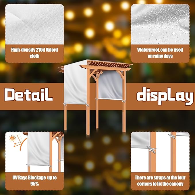 Universal Pergola Replacement Canopy Outdoor Canopy Shade Cover Waterproof Sh...