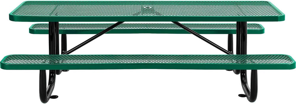 Global Industrial 8’L Rectangular Picnic Table, Expanded Metal, Green Thermop...