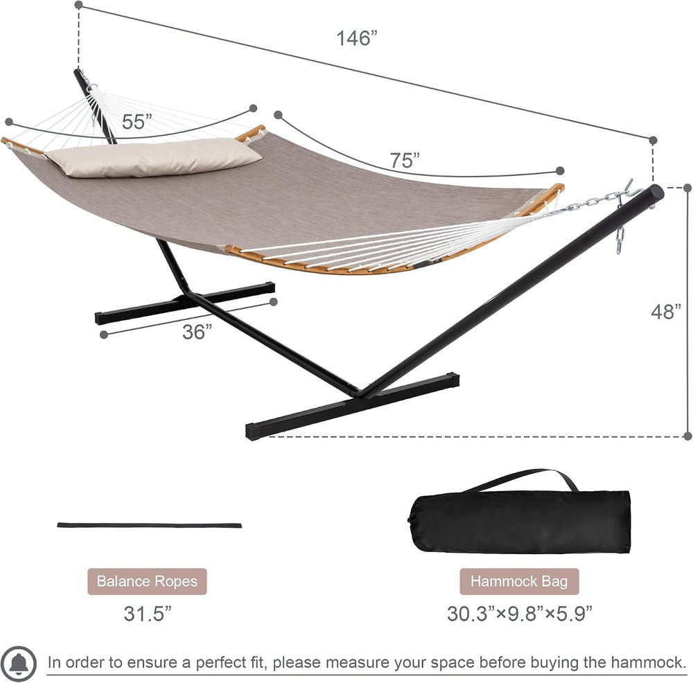 Quick Dry Hammock with Stand and Carrying Bag Included, Brown