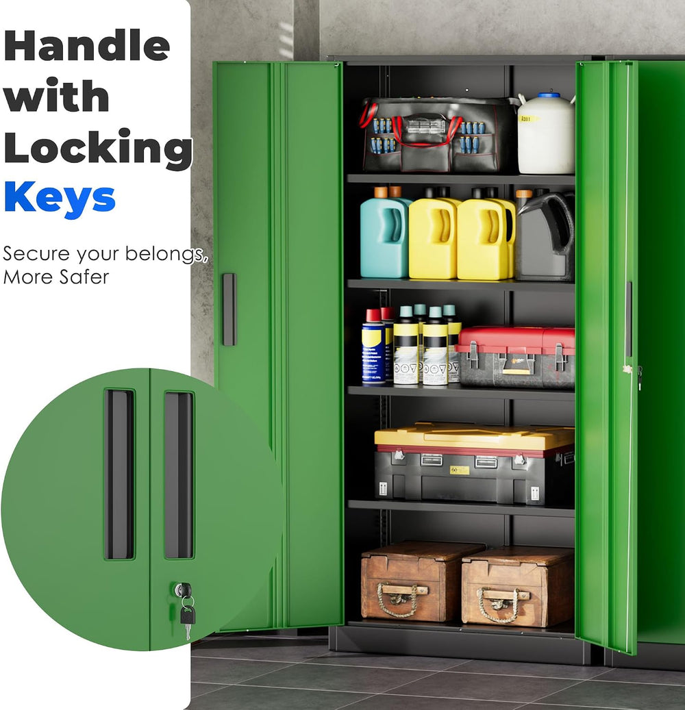 Storage Cabinet with Doors and Shelves, Metal Garage Storage Cabinets with Lo...