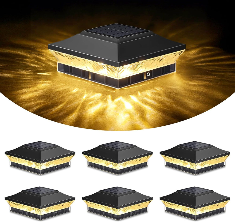 Brightever 4x4 3.5x3.5 Solar Post Cap Lights 6-Pack Black