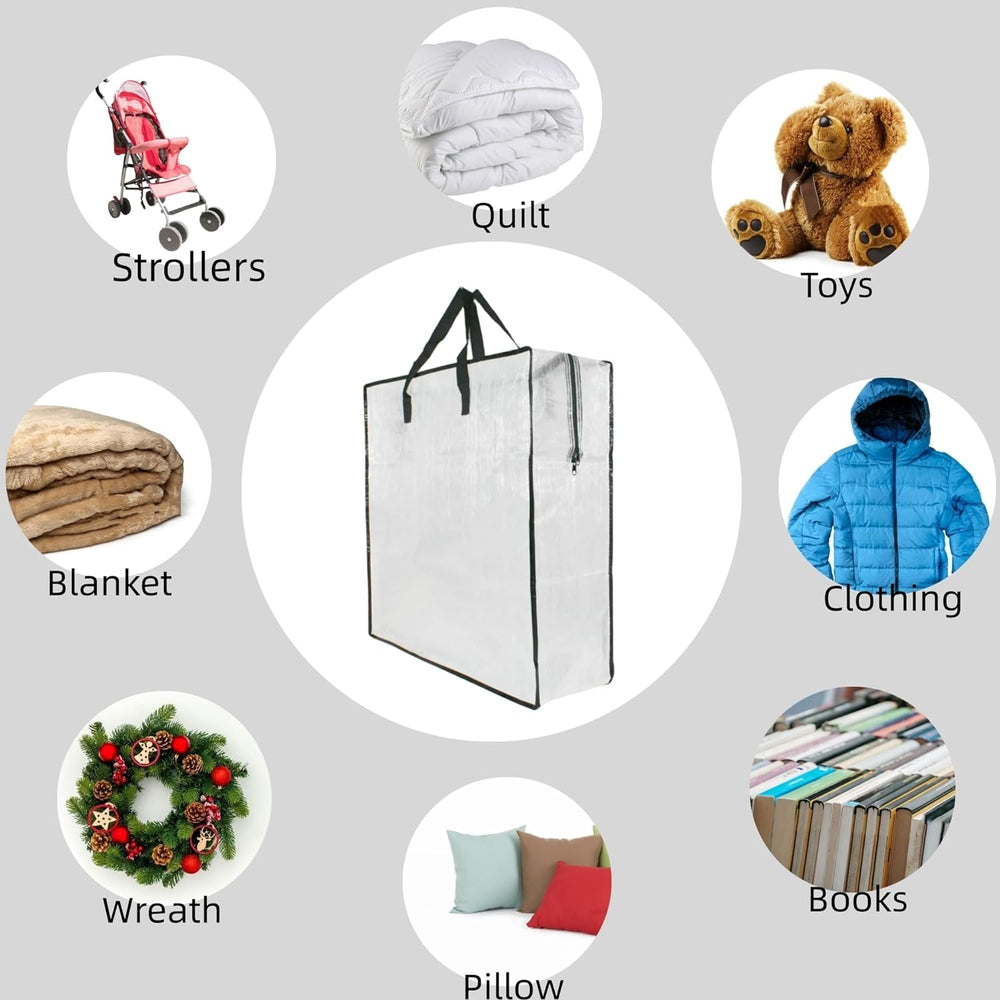 6 Pack Clear Storage Bags with Zipper and Handles, Blanket Bags For Closet St...
