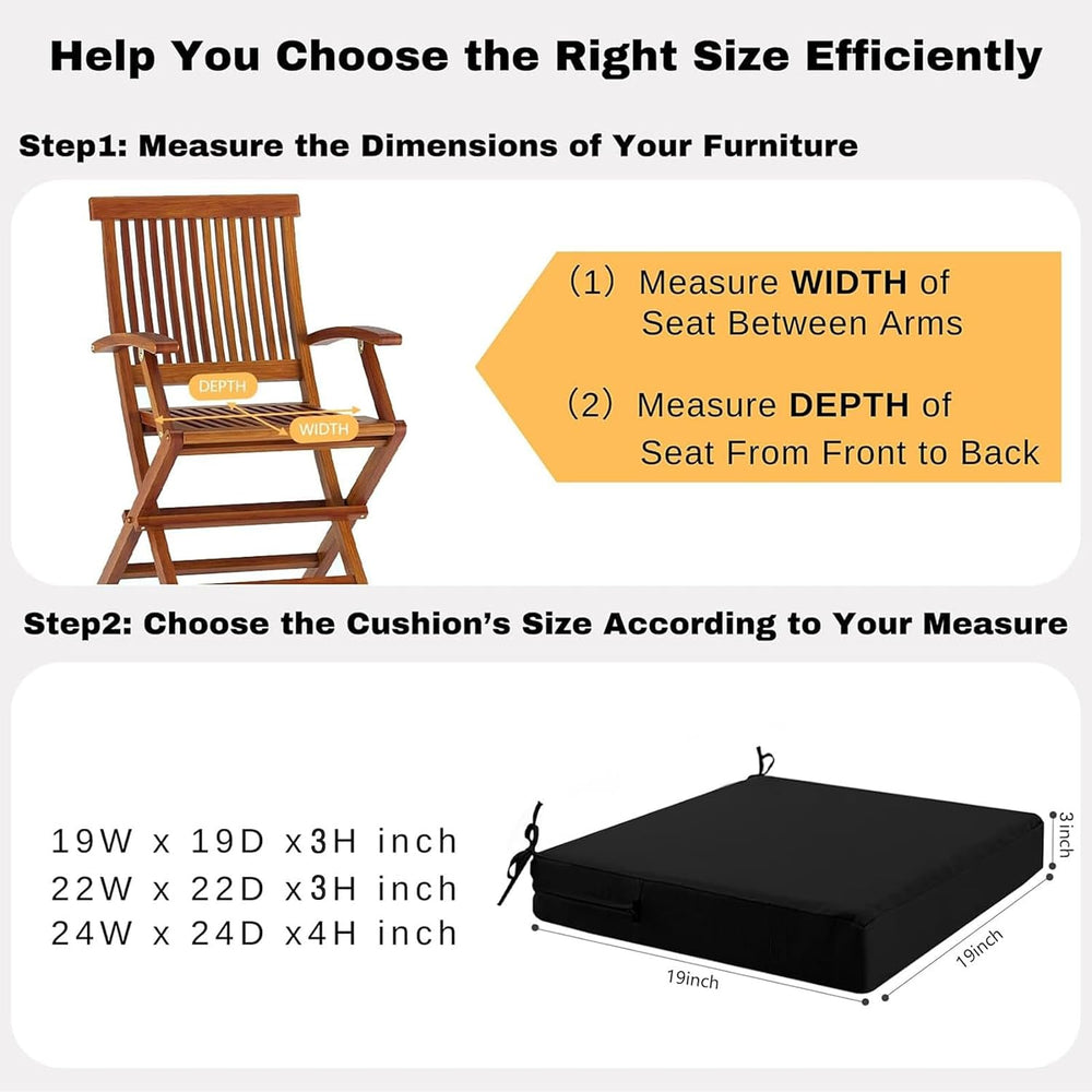 idee-home Outdoor Chair Cushions Set of 4, Waterproof Outdoor Seat Cushions