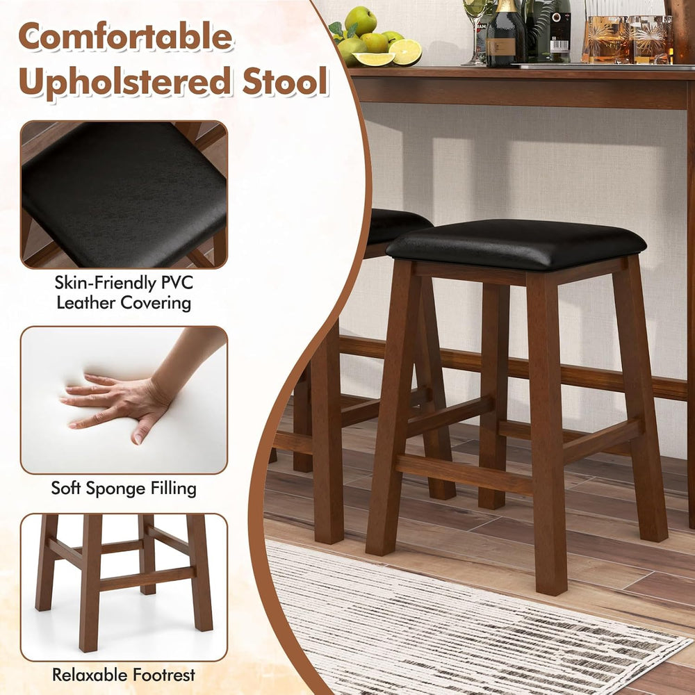 Tangkula 4-Piece Bar Table with Stools, Wooden Dining Bar Table & Chairs ...