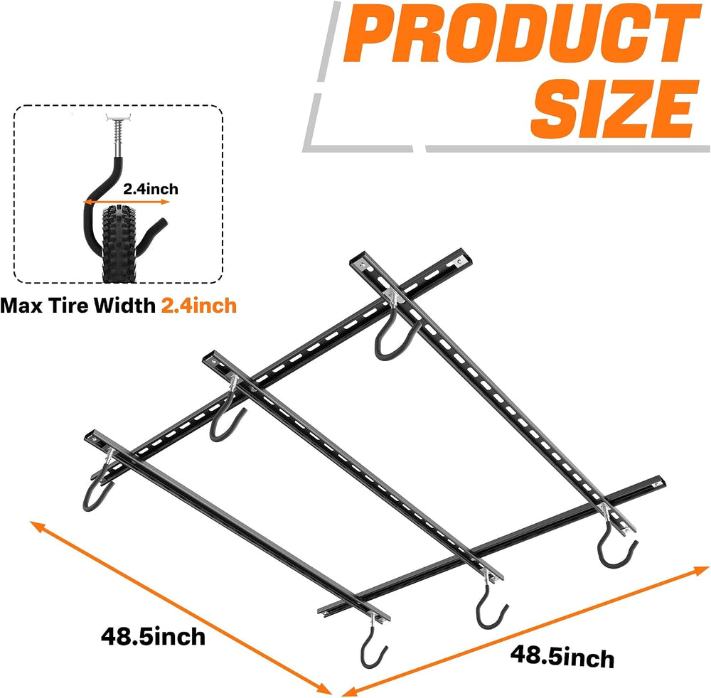 TORACK Ceiling Bike Rack for Garage, Ceiling-Mounted Bicycle Storage Hooks fo...