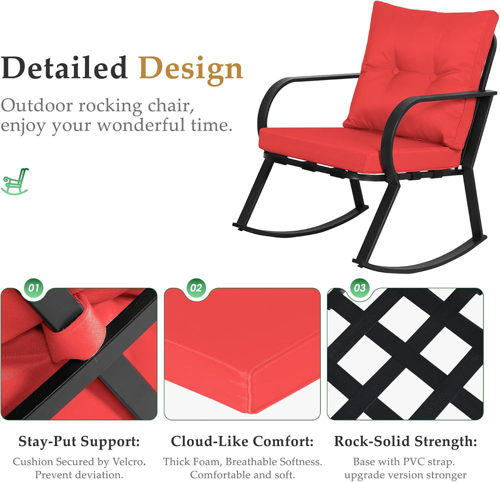 Oakcloud Oakmont Outdoor Furniture 3 Piece Conversation Bistro Set Rocking Ch...