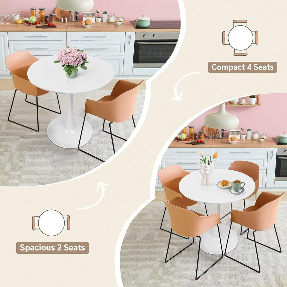 27.5" Tulip Round Dining Table with Metal Pedestal White