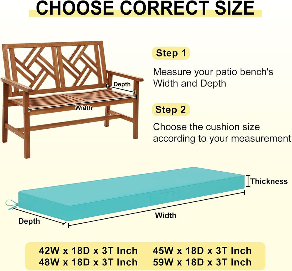 downluxe Outdoor Bench Cushion Waterproof, 48 x 18 Inch Patio Furniture Cushi...