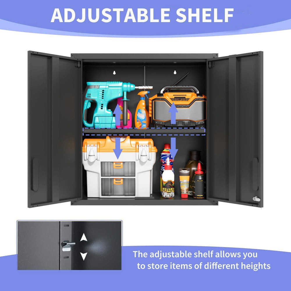 Wall-Mounted Metal Garage Storage Cabinet, Lockable Floating Tool Cabinet