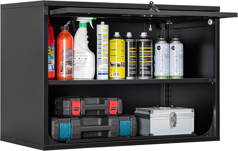 Fesbos Metal Storage Cabinet Black Wall Cabinets with Shelf and Locking Door ...