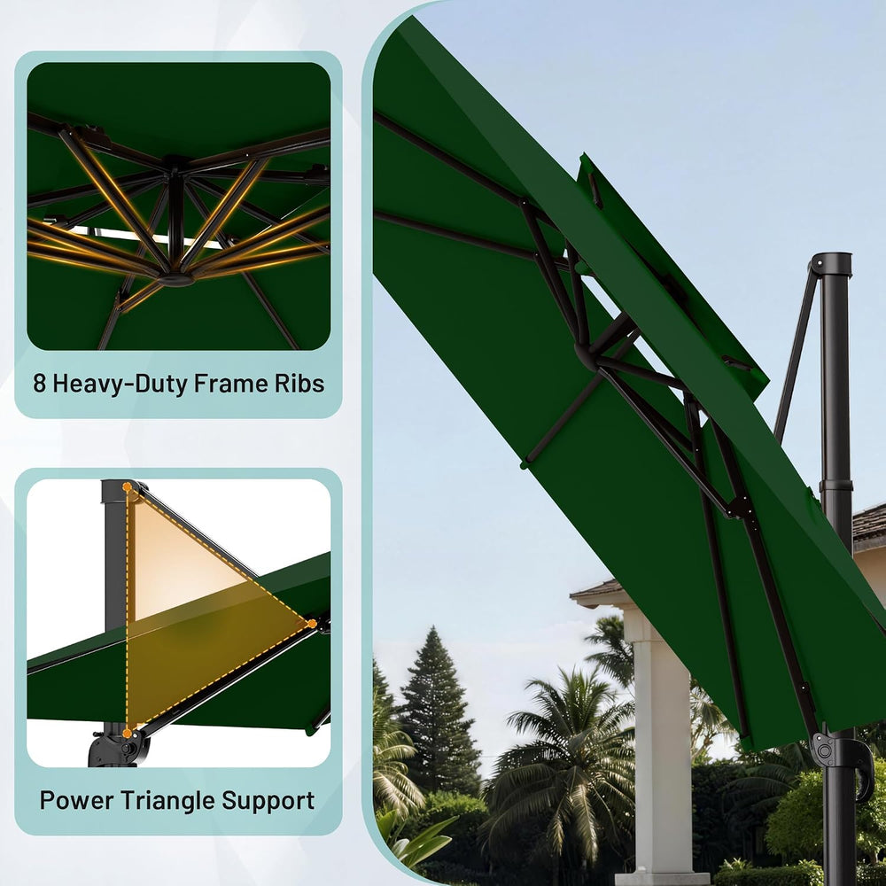 AreShark Double-Top Cantilever Patio Umbrella