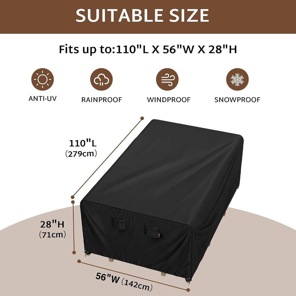 iBirdie Outdoor Table Patio Furniture Cover 110 x 56 inch, Waterproof
