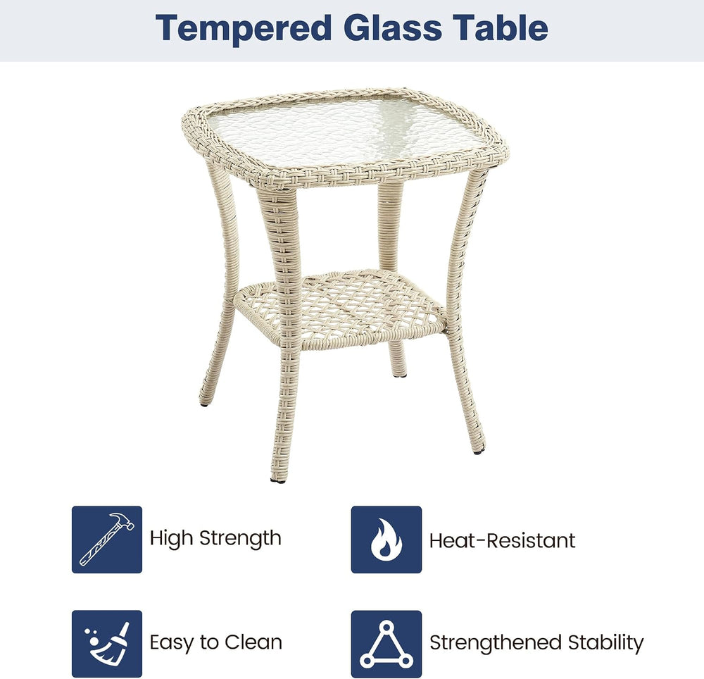 GAOMON 3 Piece Outdoor Patio Set, Wicker Rocking Bistro Set with 2 Swivel Cha...