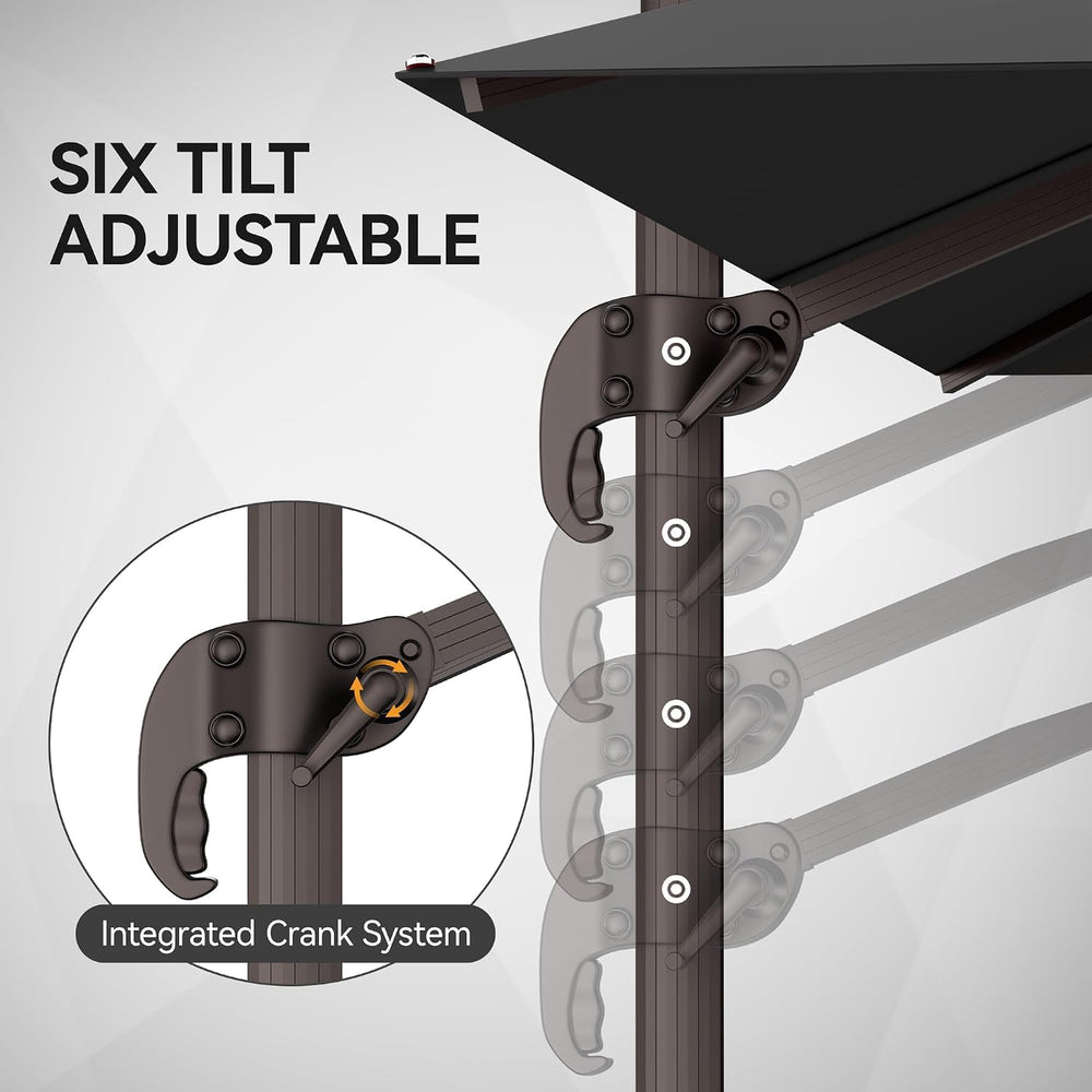 9x12FT Grey Cantilever Outdoor Patio Umbrella with Base, Large Rectangular Of...