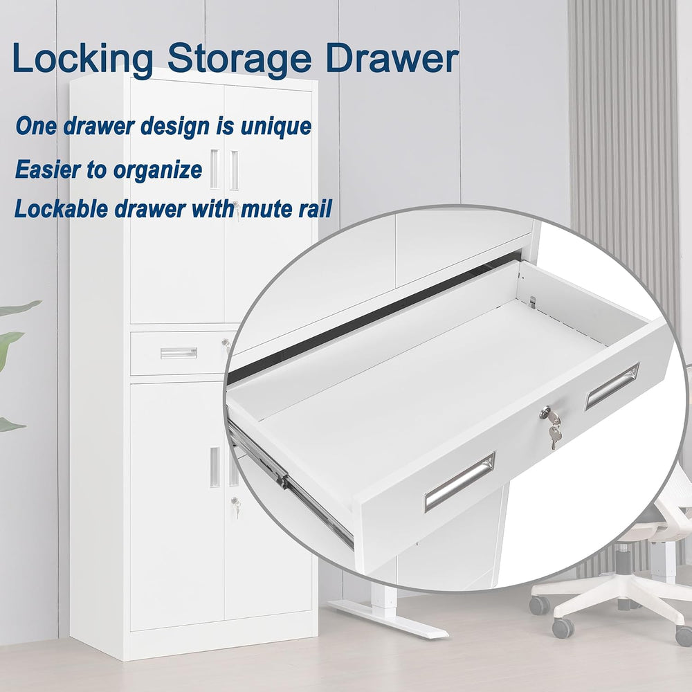 Metal Storage Cabinet, 71" H x 28" W x 16" D Locking Storage C...