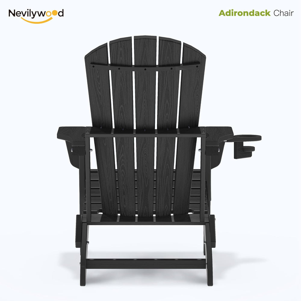 NevilyWood Adirondack Chair, HDPE Folding Outdoor Chair, Black