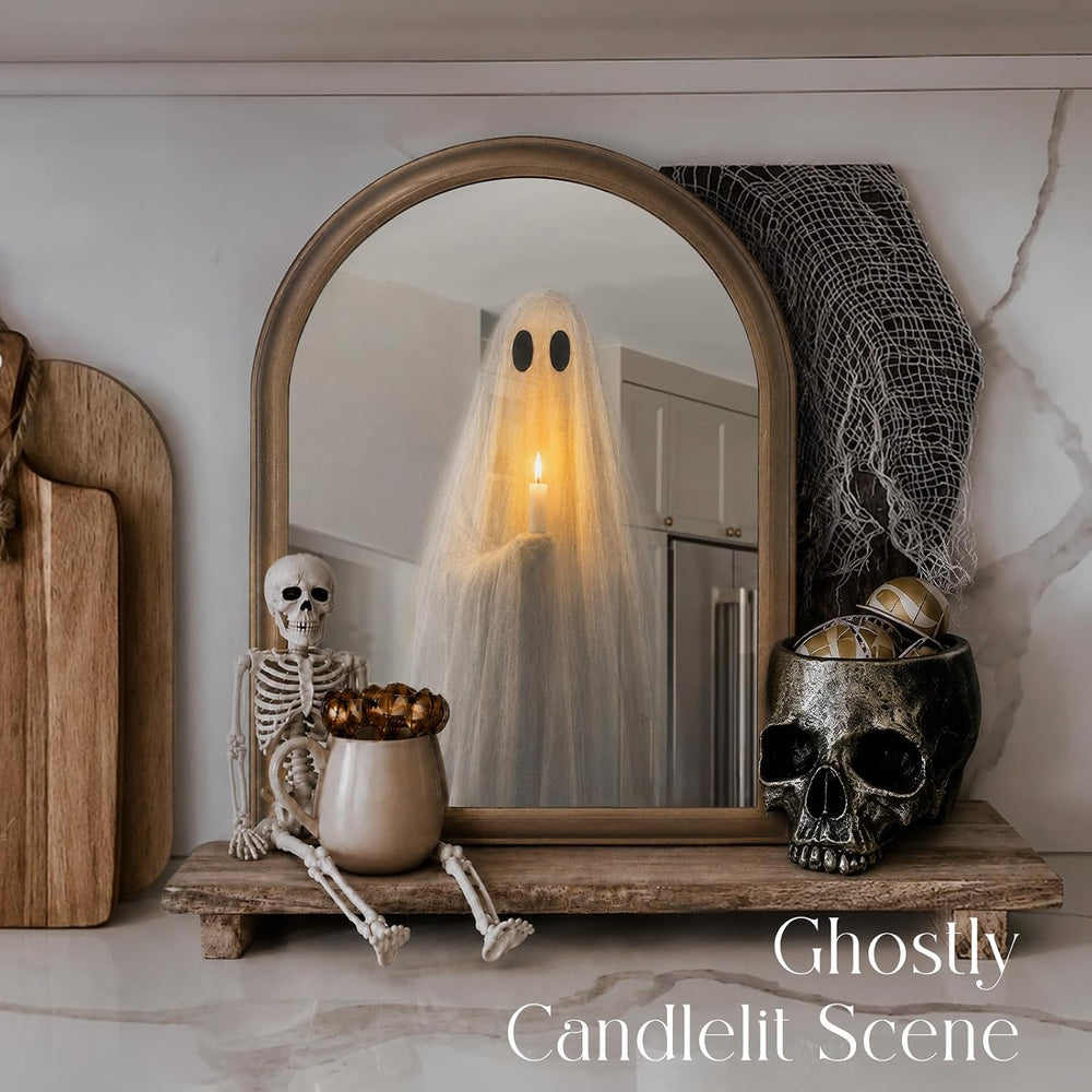 ORIENTAL CHERRY Halloween Decor - 11" x 13.8" Light Up Ghost Mirror