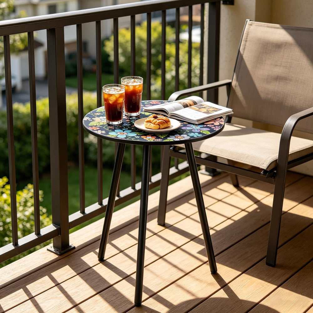 Outdoor Side Table Set of 2 Patio Side Tables for Outside Black End Tables Sm...