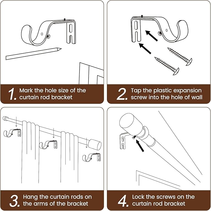 1” Diameter Curtain Rods Itself is 30 to 90 inch 2 Pack Fit 30-84 inch Window...