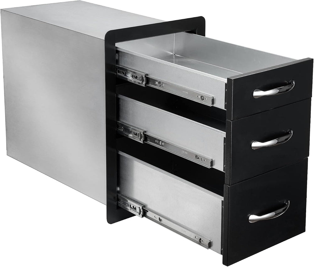 Stanbroil Triple Access Drawers for Outdoor Kitchen, Black Steel