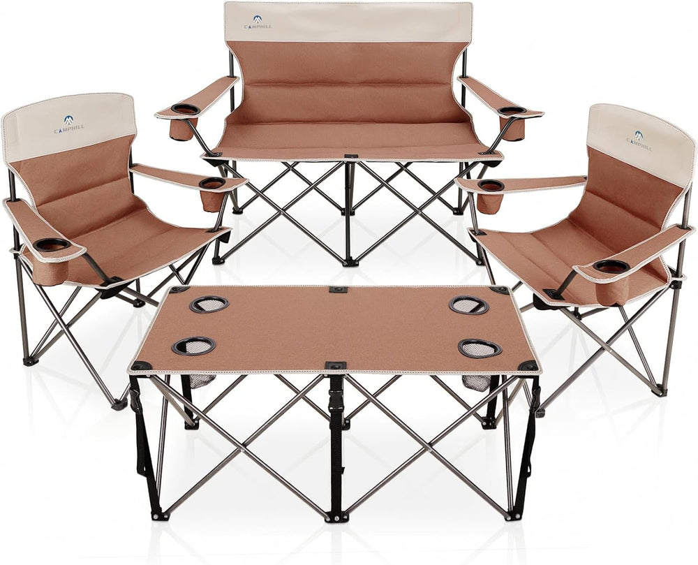 Camping Chair Set of 3, Outdoor Folding Camping Chairs for Heavy People with ...