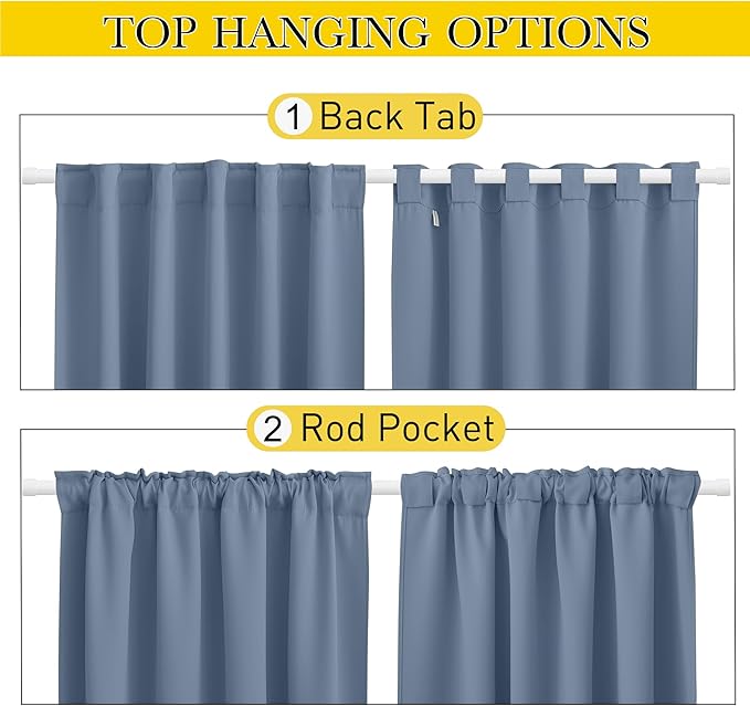 NICETOWN 2 Panels Outdoor Curtains Waterproof Pocket & Back Tab on Top &a...
