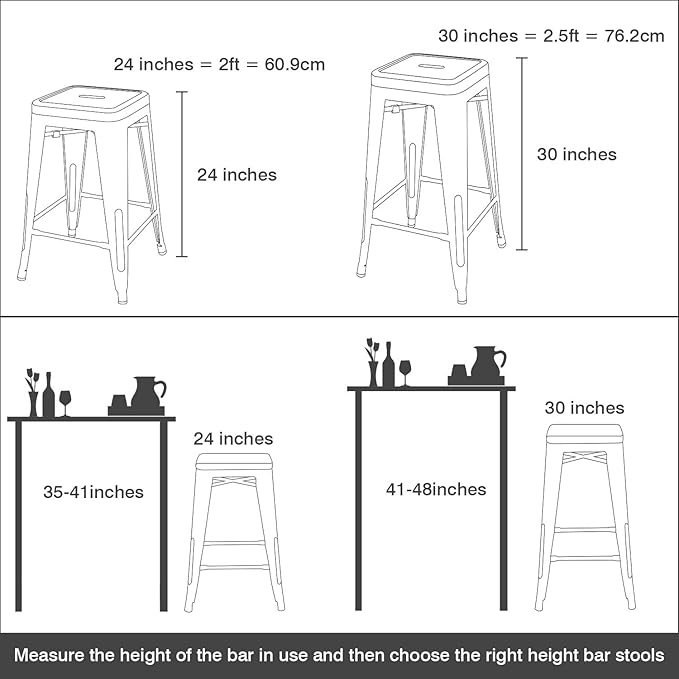 Devoko Metal Bar Stools 30" Indoor Outdoor Stackable Barstools Modern St...