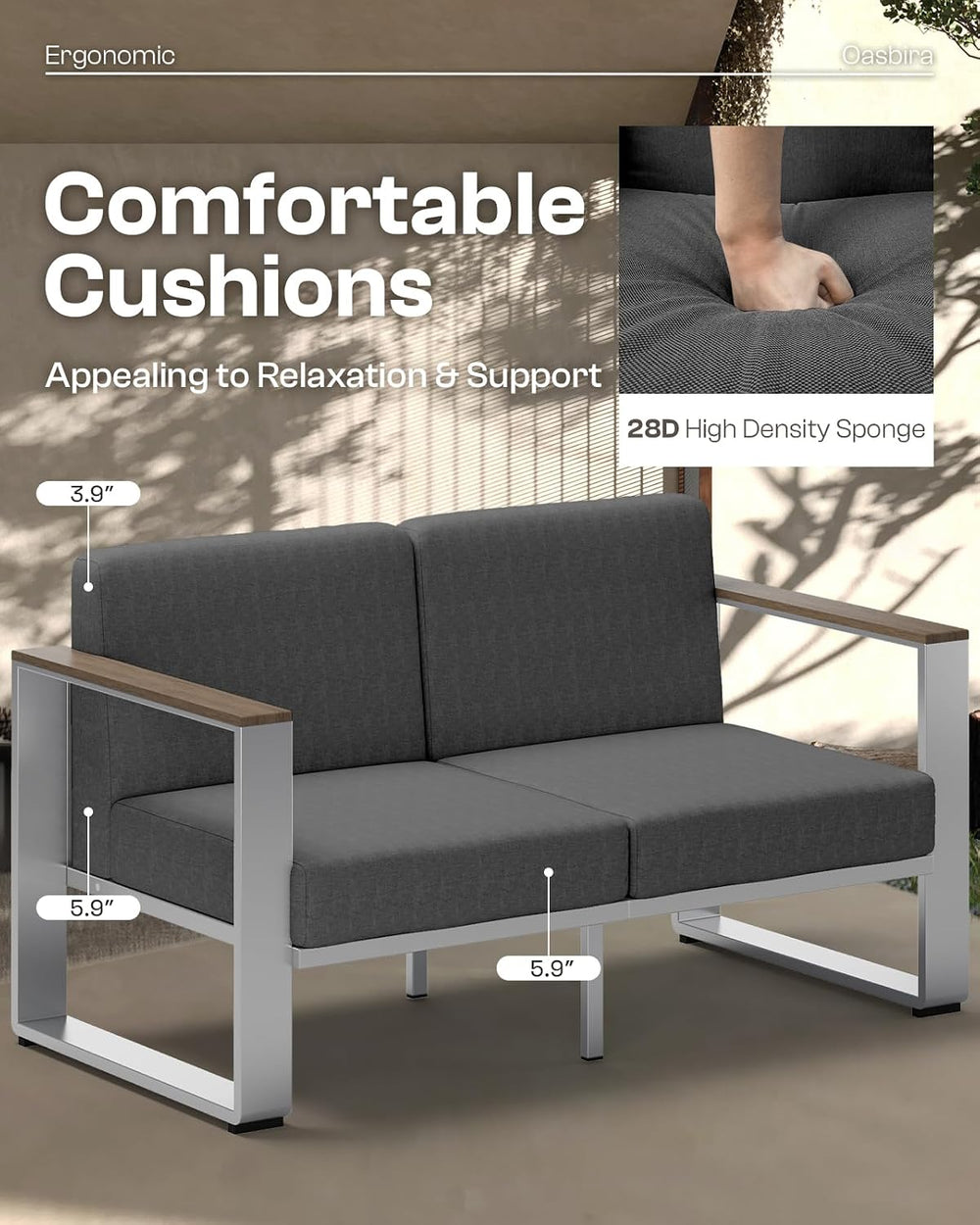 Aluminum Outdoor Furniture Set, 4 Seats Outdoor Patio Conversation Sets with ...
