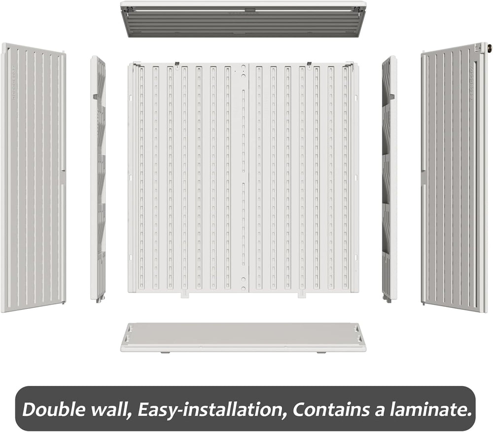ZZM HDPE Outdoor Storage Shed, Outdoor Plastic Storage Cabinet, Horizontal Re...