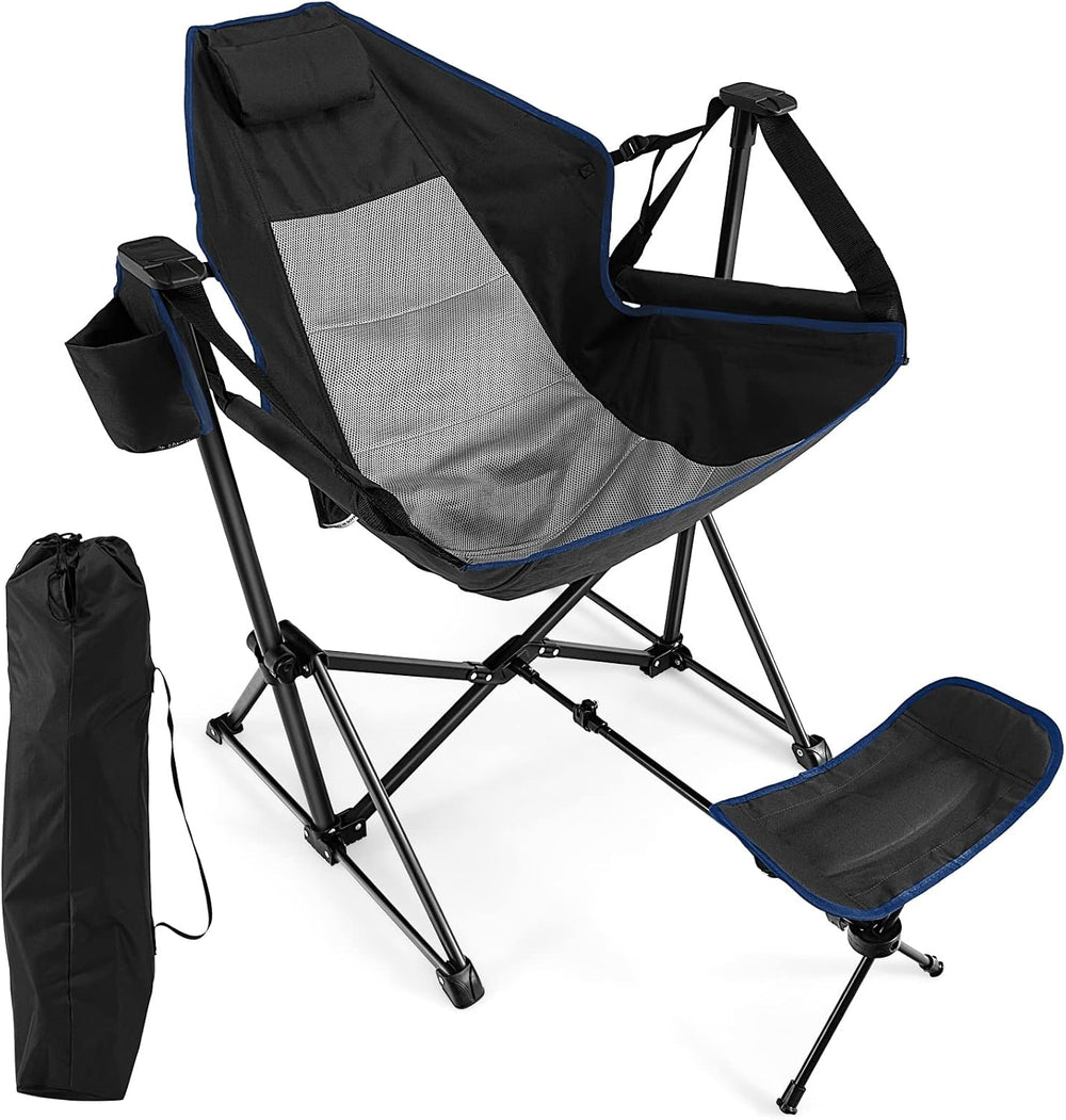 GIANTEX Outdoor Hammock Camping Chair - Rocking Chair with Removable Footrest...