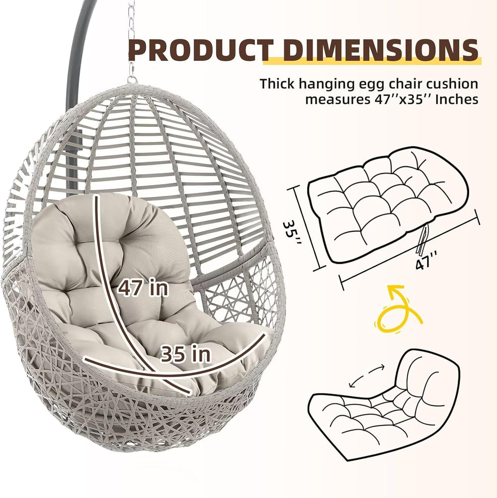 Waterproof Egg Chair Cushion Replacement for Patio Hanging Basket