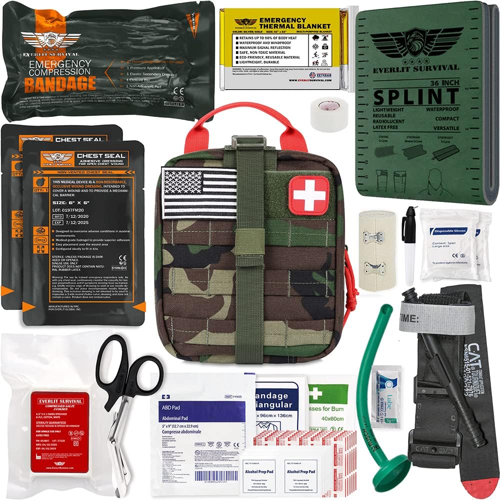 EVERLIT Advanced Trauma Kit, CAT GEN-7 Tourniquet, TCCC Compliant, Mil-Spec N...