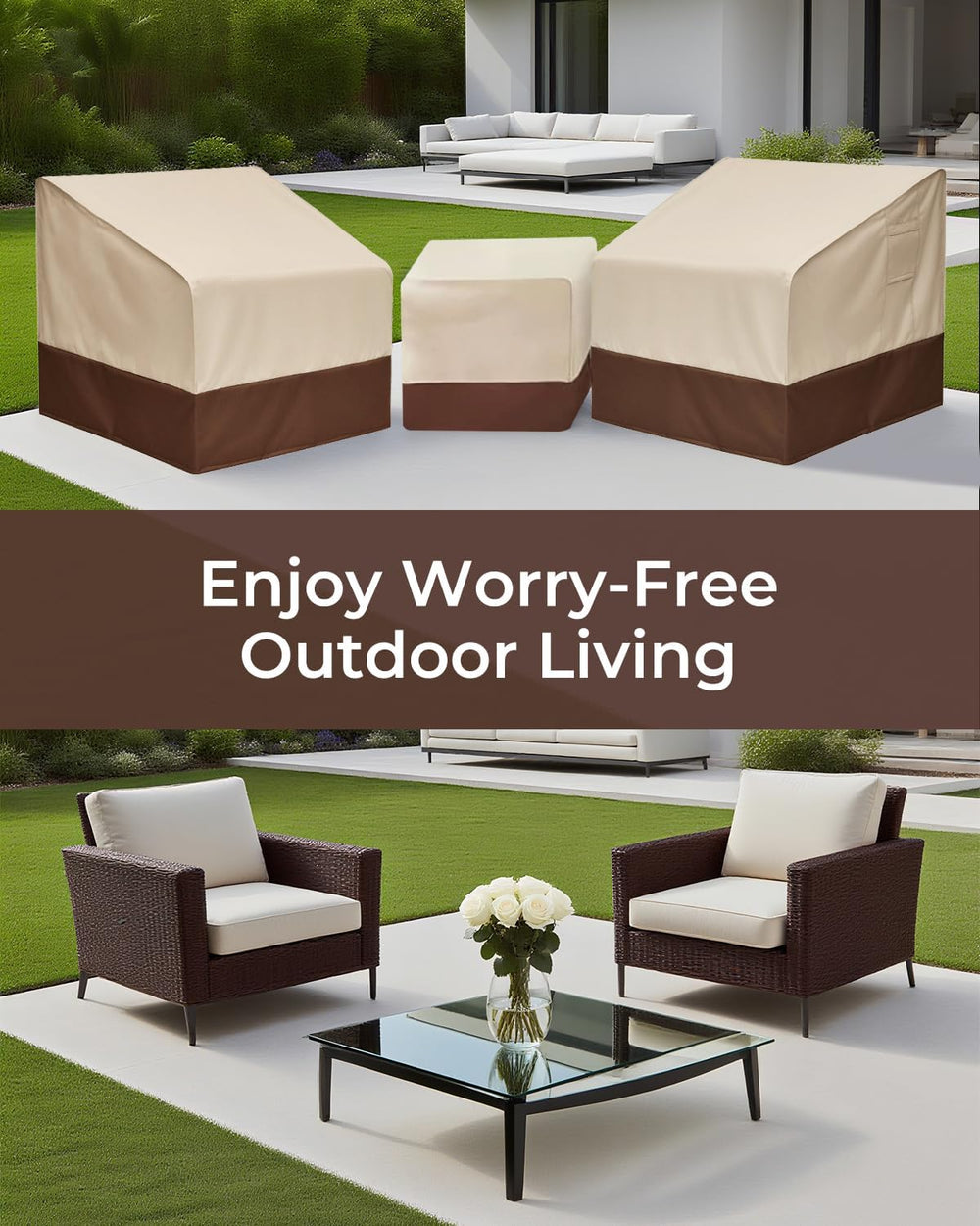 Loriano Patio Furniture Covers Set, 3 Piece Outdoor Furniture Cover Waterproo...