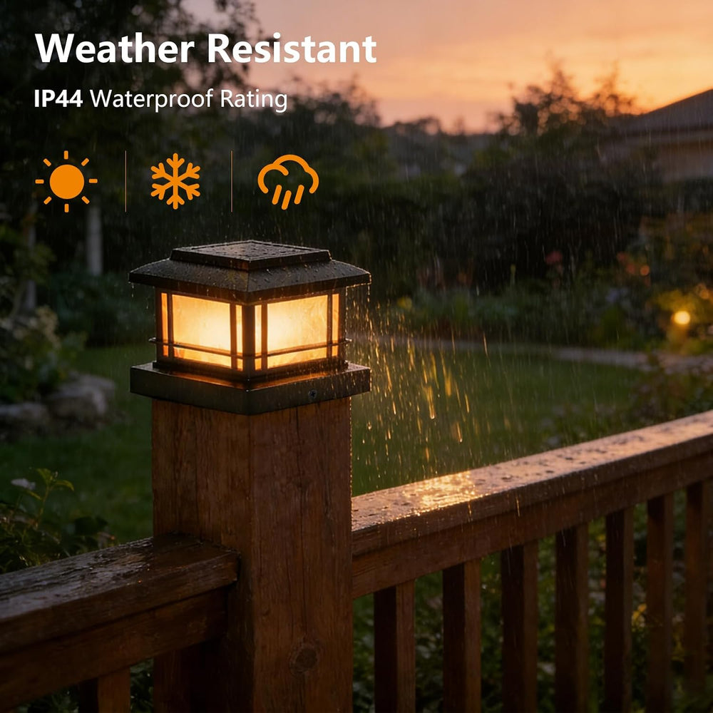 4x4 Post Solar Lights, 8 Pack Solar Post Cap Lights with Flame