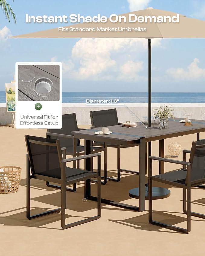 Outdoor Table and Chairs of 4, Patio Dining Sets, HDPS + Aluminum Outdoor Fur...