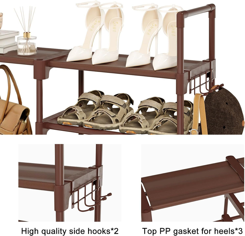 WOWLIVE 9 Tier 3-Column Shoe Rack, 50-55 Pairs Stackable Brown