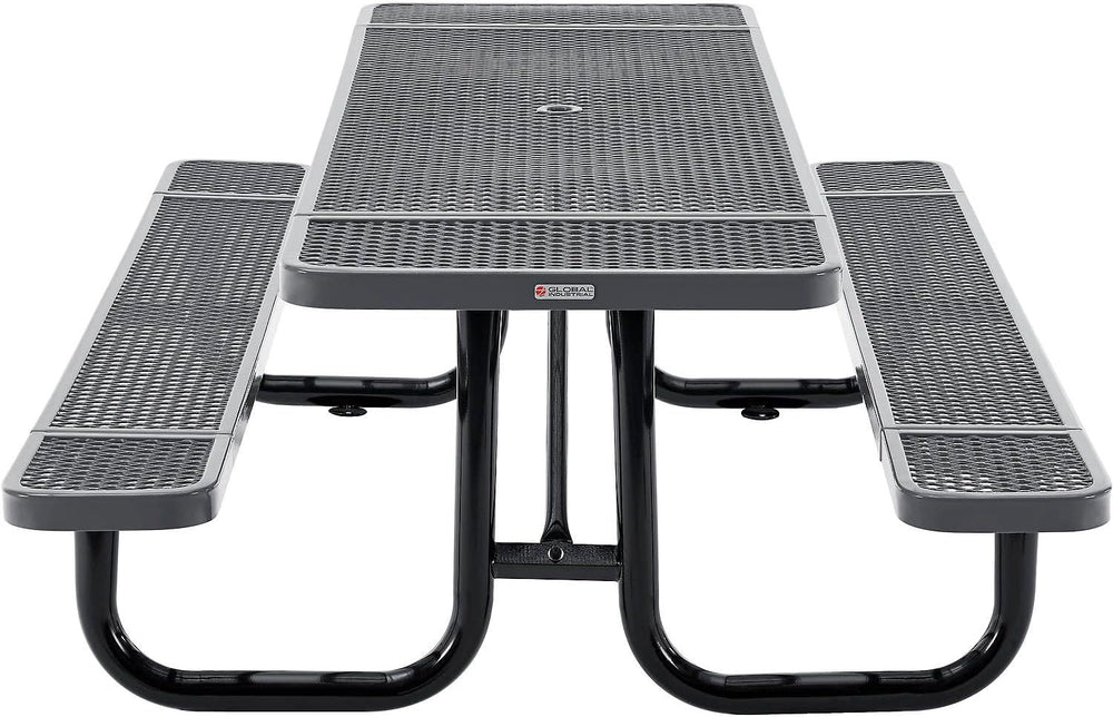 Global Industrial 8’L Rectangular Picnic Table, Expanded Metal, Gray Thermopl...
