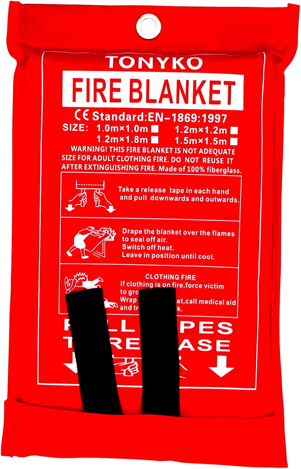 TONYKO Fiberglass Fire Blanket for Emergency Surival, Flame Retardant Protect...