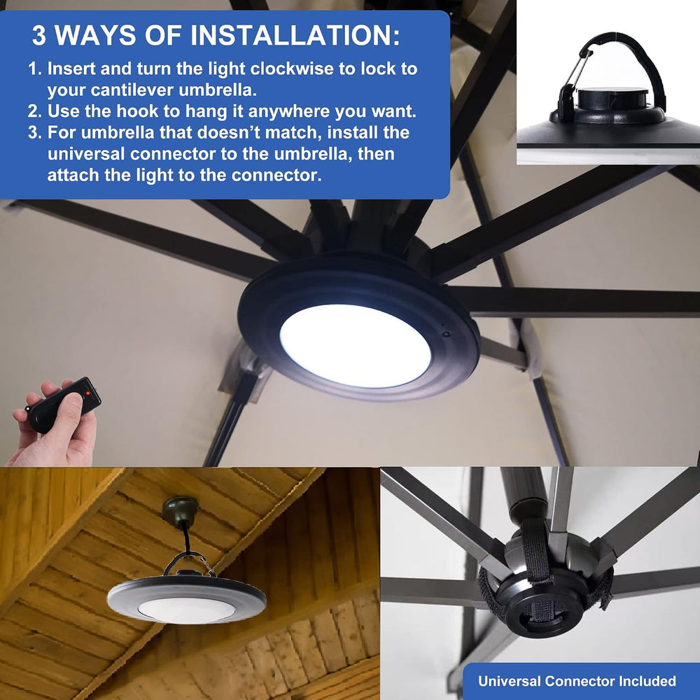 Umbrella Lights with Remote, Rechargeable Patio Cantilever Umbrella Lights wi...