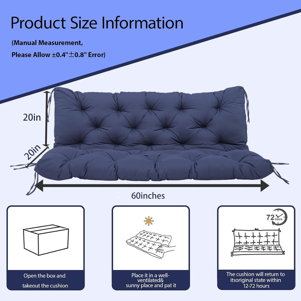Porch Swing Cushions Outdoor, 5 Inch Thick Waterproof 2-3 Seater Replacement ...