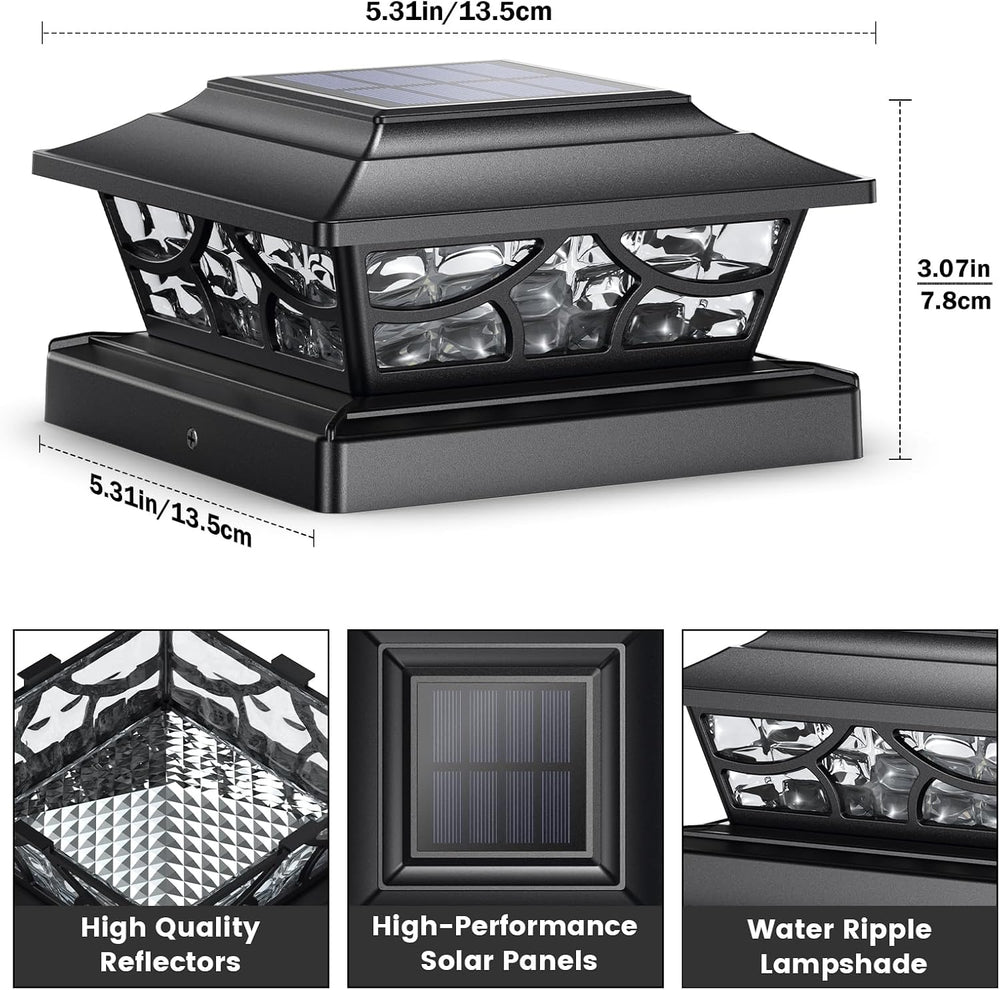 SIEDiNLAR Solar Post Lights Outdoor 4 Modes, 8 Pack Black, Warm/Cool White