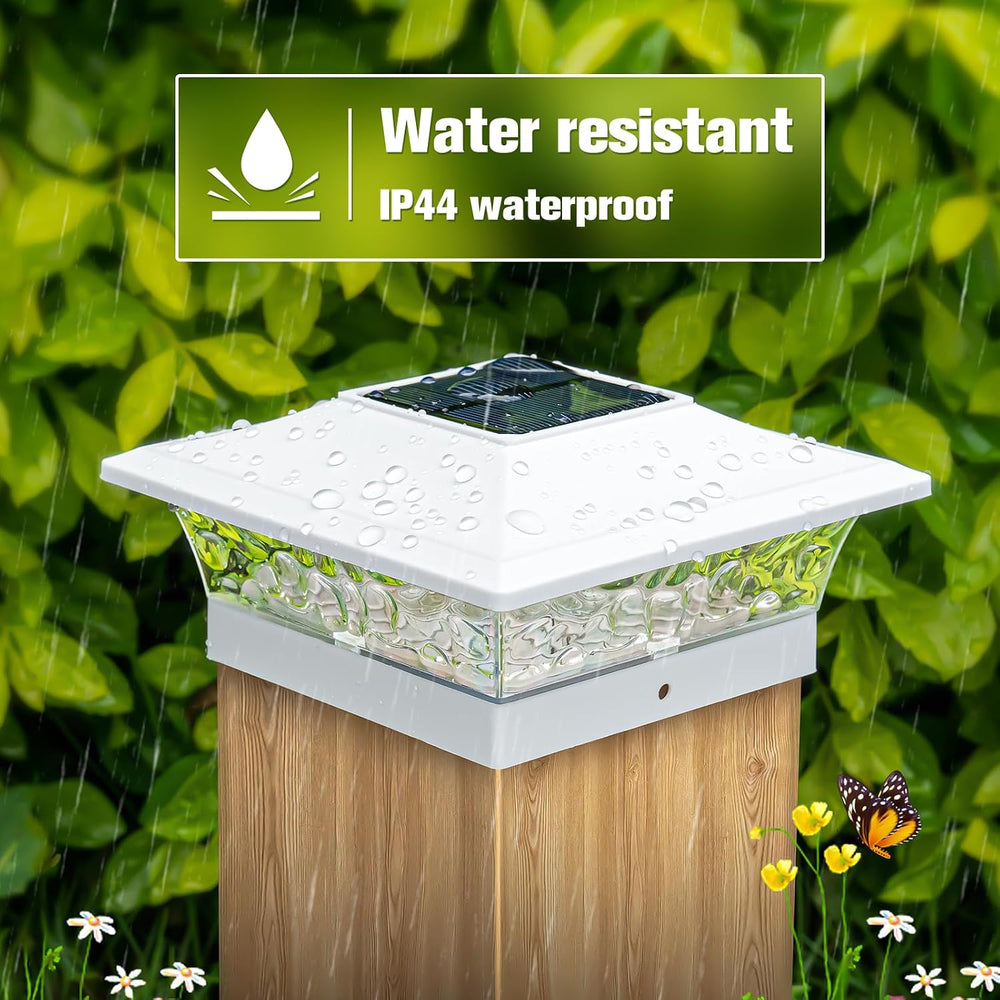 VOLISUN Solar Post Cap Lights, 2 Modes Outdoor Fence Lights (12Pack,White)