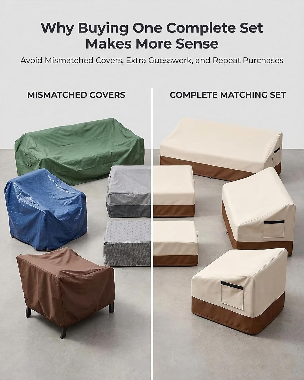 5 Piece Patio Furniture Cover Set, Waterproof Outdoor Furniture Covers for 3-...