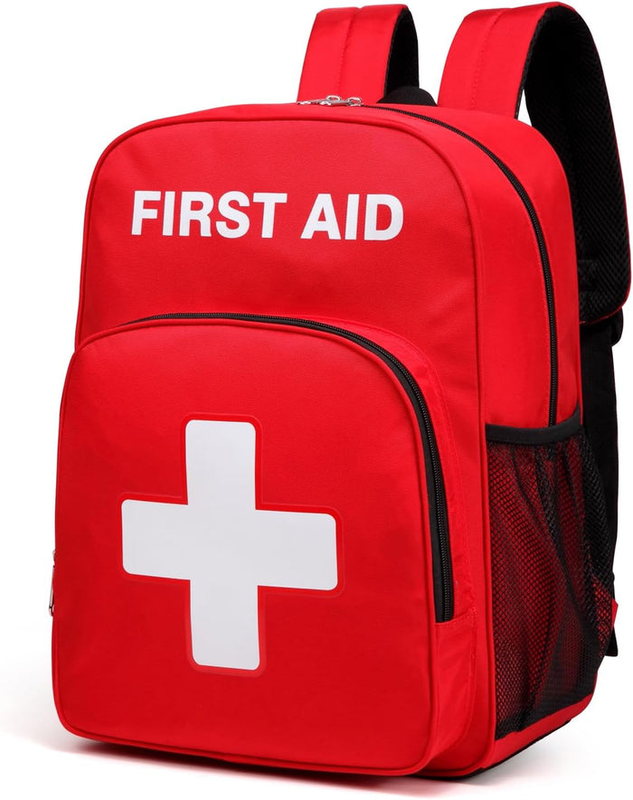 Gatycallaty First Aid Backpack Emergency Medical Empty Waterproof Survival First Responder Trauma Bag Travel Home Outdoor (Red)