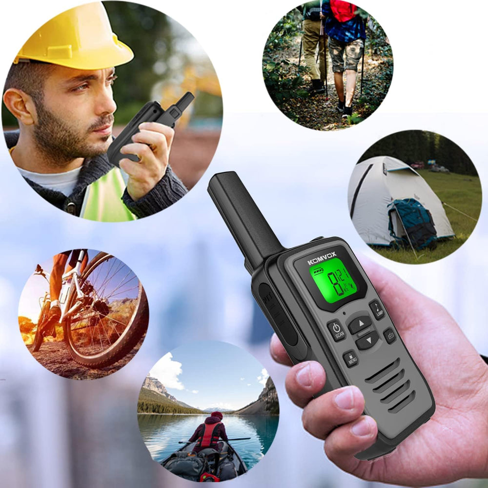 Gray Rechargeable Walkie Talkies for Adults, Long Range 36 Channels FRS Two W...